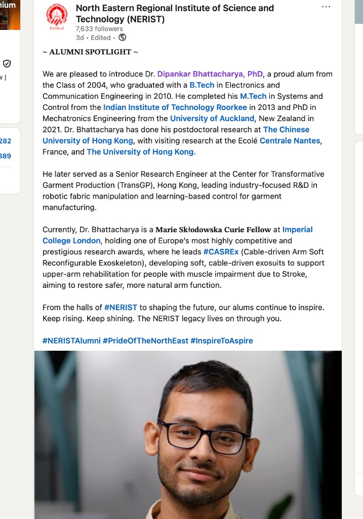 NERIST Alumni Spotlight — Dr. Dipankar Bhattacharya, PhD
