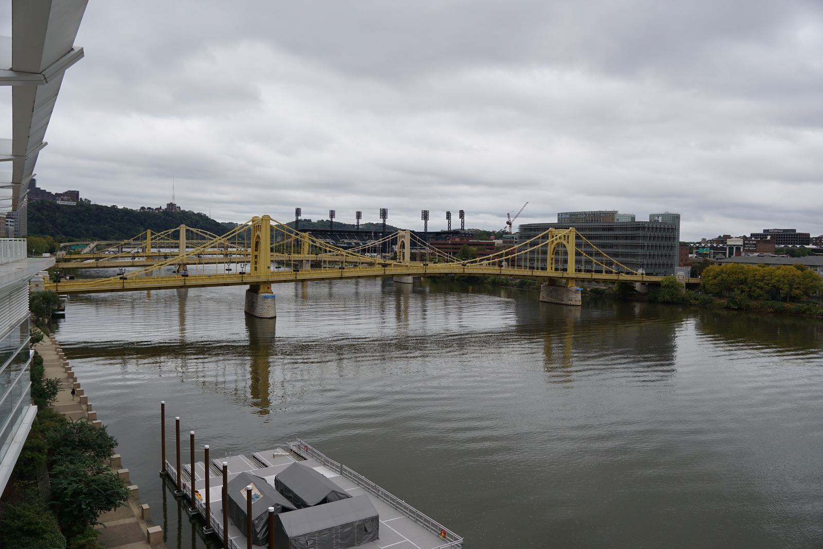 Yellow bridges over the Allegheny River.