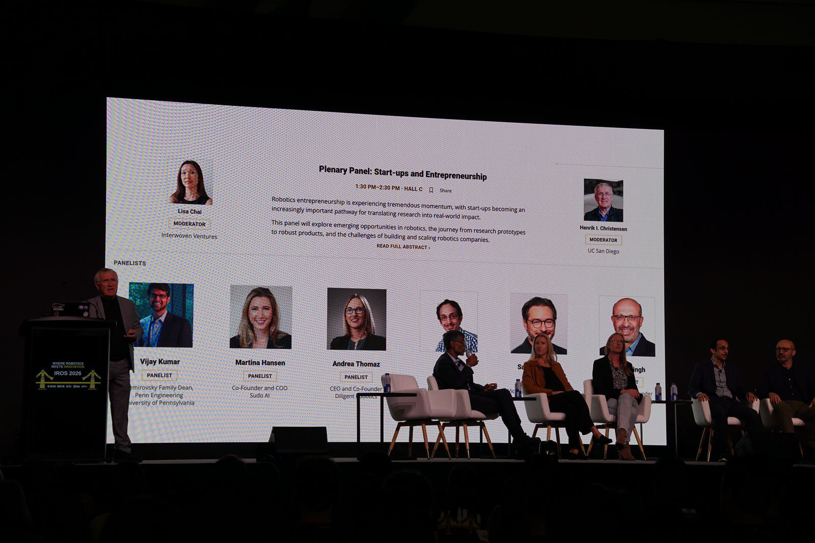 Plenary panel on start ups and entrepreneurship in Hall C.