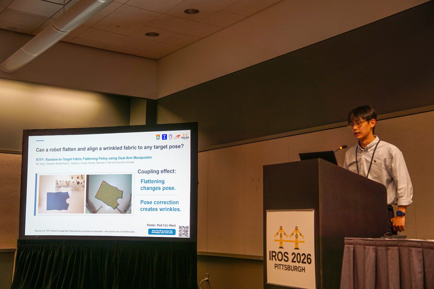 Closer view of Kai Tang presenting the RTFF talk.